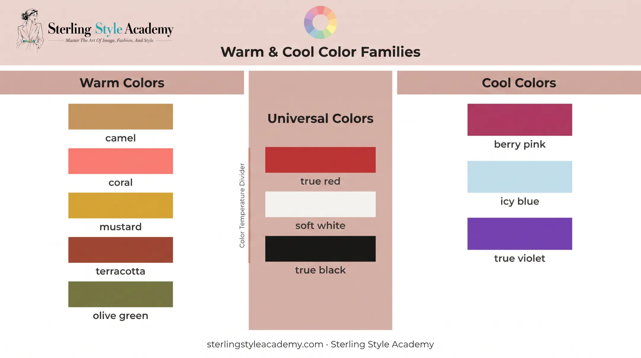 Warm versus cool color palette comparison with undertone examples