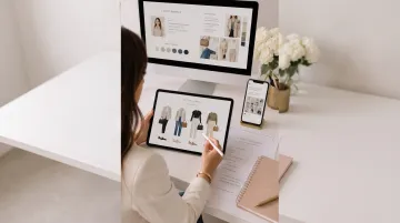Digital color analysis lookbook showing seasonal palette and outfit recommendations