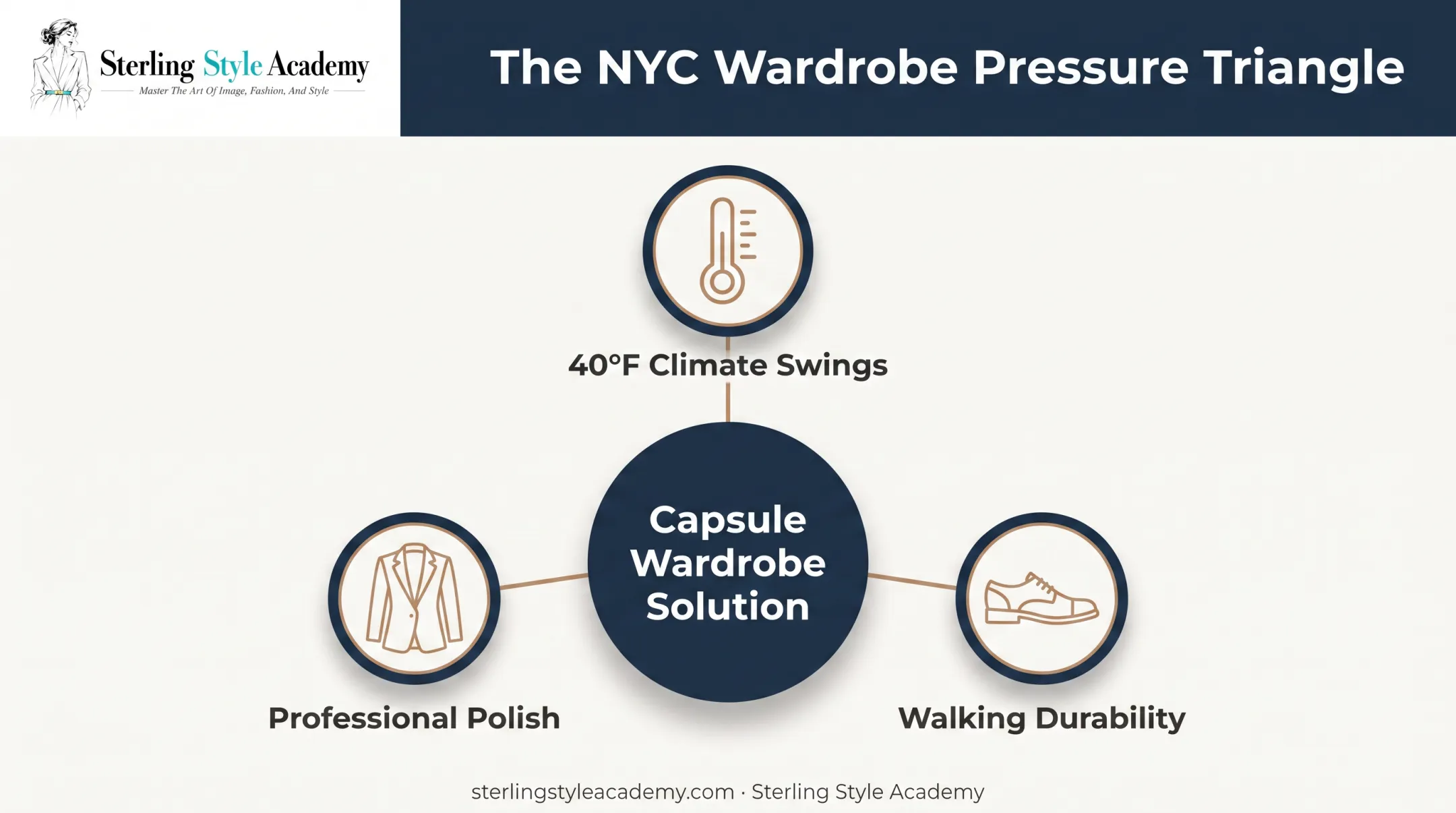 Six essential NYC capsule wardrobe pieces overview infographic