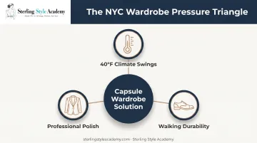Six essential NYC capsule wardrobe pieces overview infographic