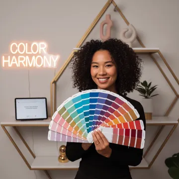 Stylist comparing color swatches during a virtual consultation