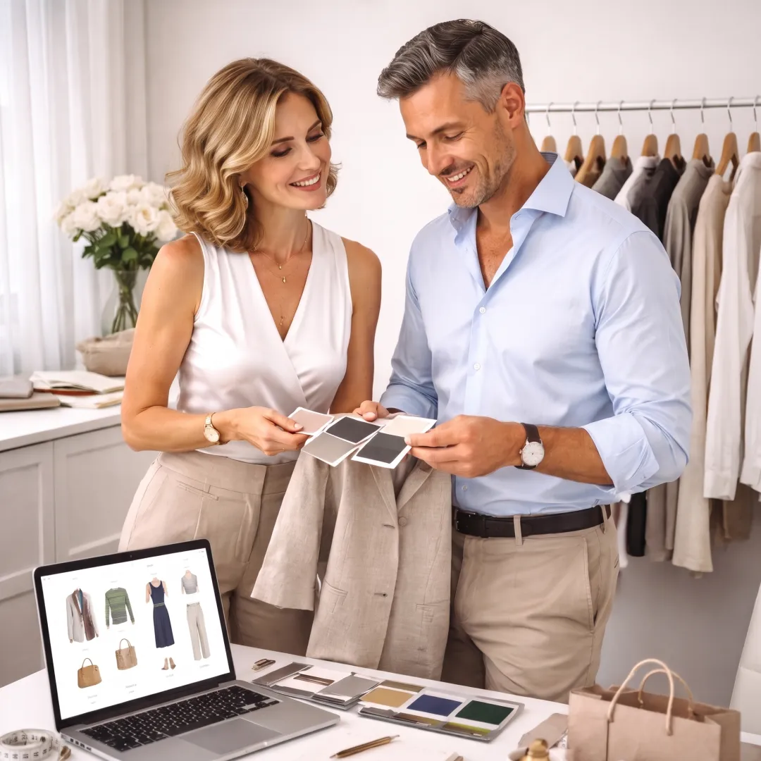 Stylist reviewing personalized color palette