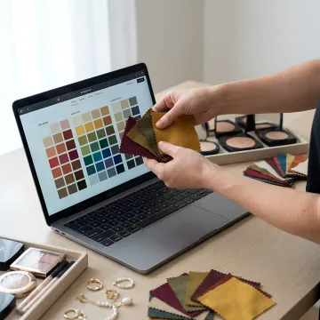 Stylist reviewing a personalized digital color palette