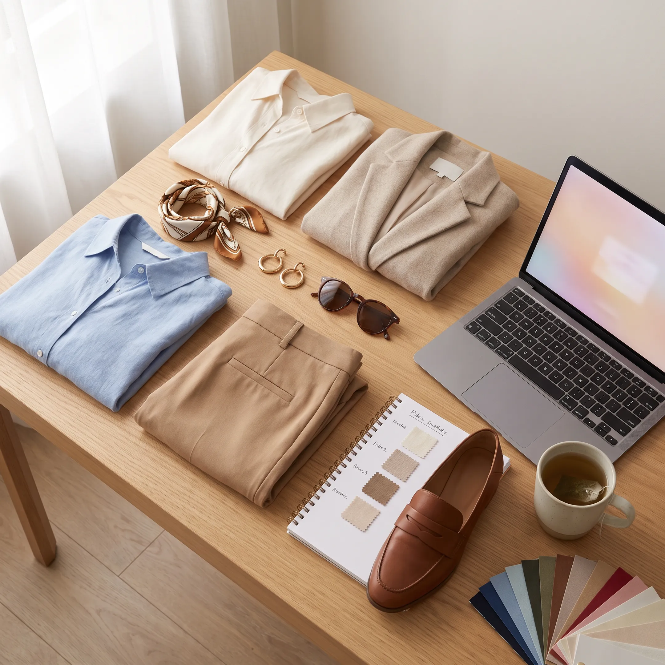 Styled capsule wardrobe arranged for virtual consultation