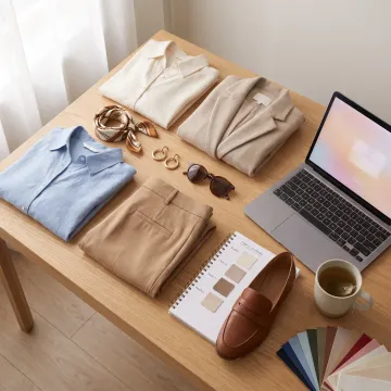 Styled capsule wardrobe arranged for virtual consultation