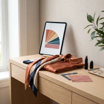 Digital personal color palette beside clothing and makeup