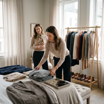 Stylist curating a versatile client wardrobe