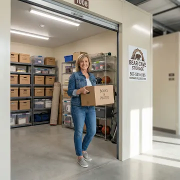 Person loading boxes into a clean storage unit