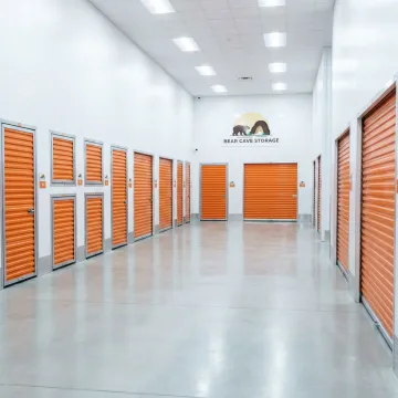 Interior view of clean, organized self-storage units with various sizes