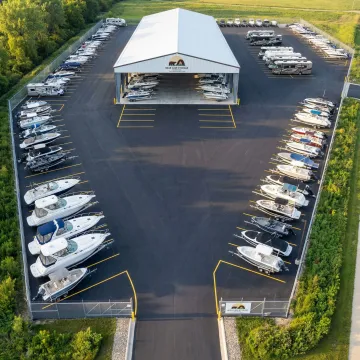 Secure boat storage facility with covered and outdoor spaces in Byron