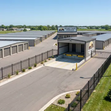 Secure commercial storage facility with organized units and loading area