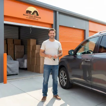 Customer accessing their storage unit with easy drive-up convenience