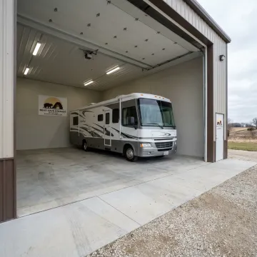 Motorhome inside enclosed storage unit