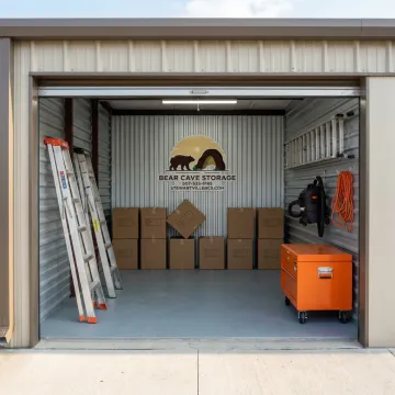 Secure contractor storage unit with tools and supplies