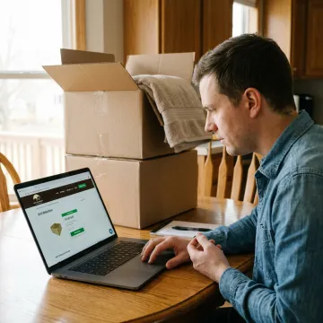 Customer renting a storage unit online