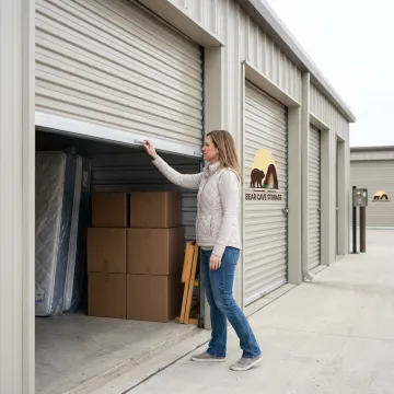 Customer accessing a secure storage unit