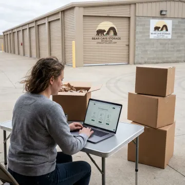 Customer renting a storage unit online