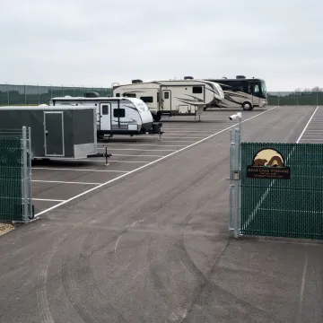 RV parked in a secure storage facility near Stewartville