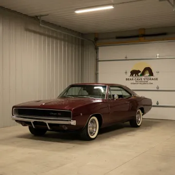 Classic car stored indoors in a secure heated storage unit