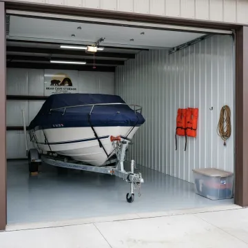 Indoor boat storage unit with secure access
