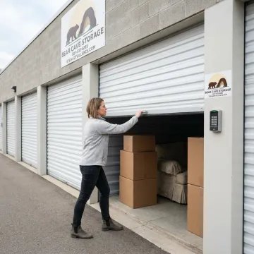 Customer accessing a secure storage unit