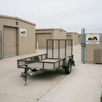 Trailer and storage units at secure facility