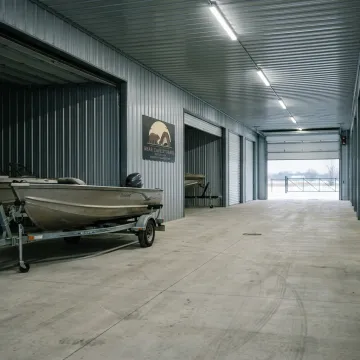 Boat stored indoors near Stewartville