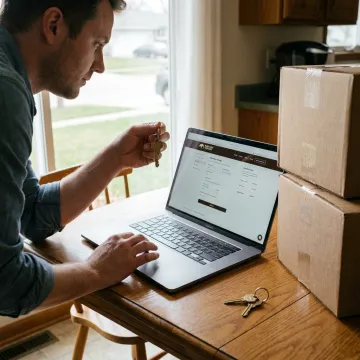 Customer renting a storage unit online