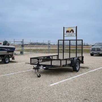 Trailer parked inside a secure storage facility
