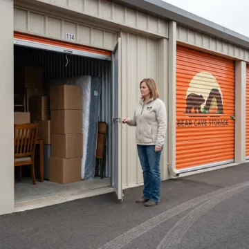 Customer accessing a clean storage unit