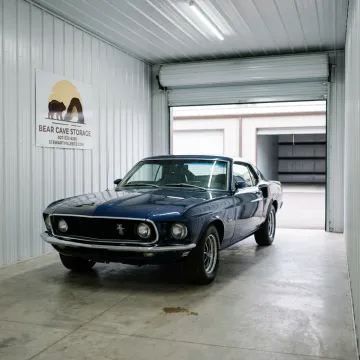 Collector car stored in a secure indoor storage unit