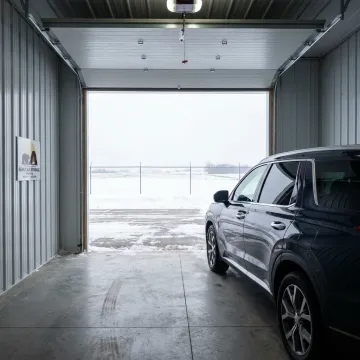 Car stored indoors for winter in Minnesota