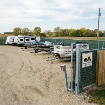 Outdoor boat storage lot near Stewartville, MN