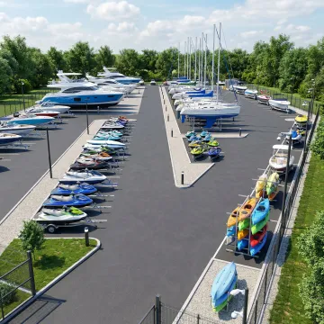 Boats safely stored in a secure facility with easy access