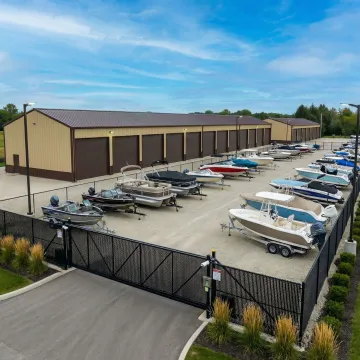 Secure boat storage facility with covered and outdoor spaces in Stewartville