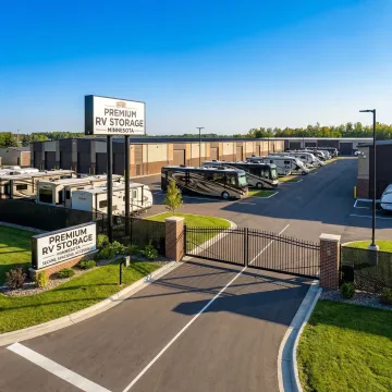 Secure RV storage facility with gated access near Dover, Minnesota