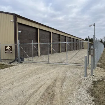 Keypad-controlled gate at a storage facility