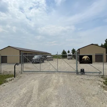 Secure self-storage facility with gated access and drive-up units