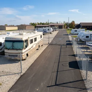 RV parked in secure storage facility