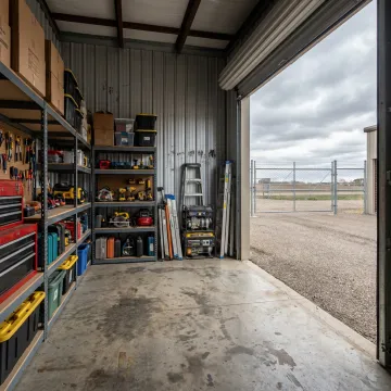 Commercial storage containers at a secure storage facility