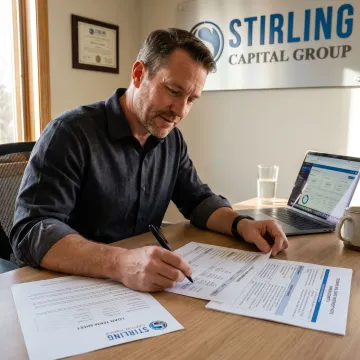 Loan advisor reviewing rental property financing documents