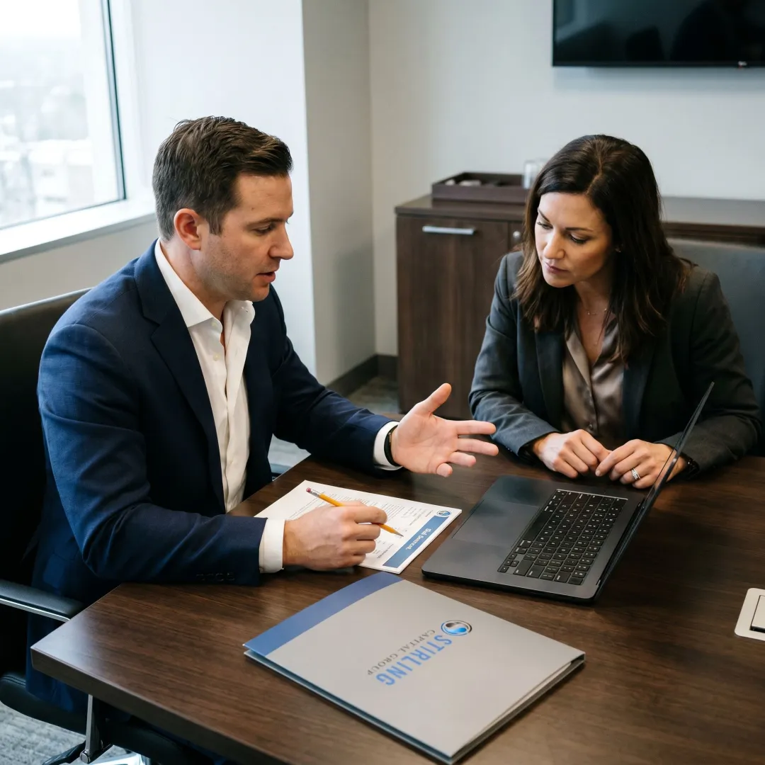 Consultant reviewing acquisition loan documents