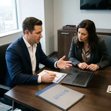 Consultant reviewing acquisition loan documents