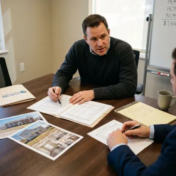 Investor reviewing DSCR loan documents with consultant
