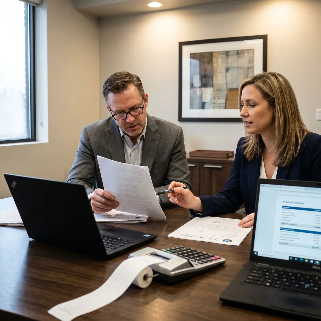 Business owner reviewing SBA franchise loan documents