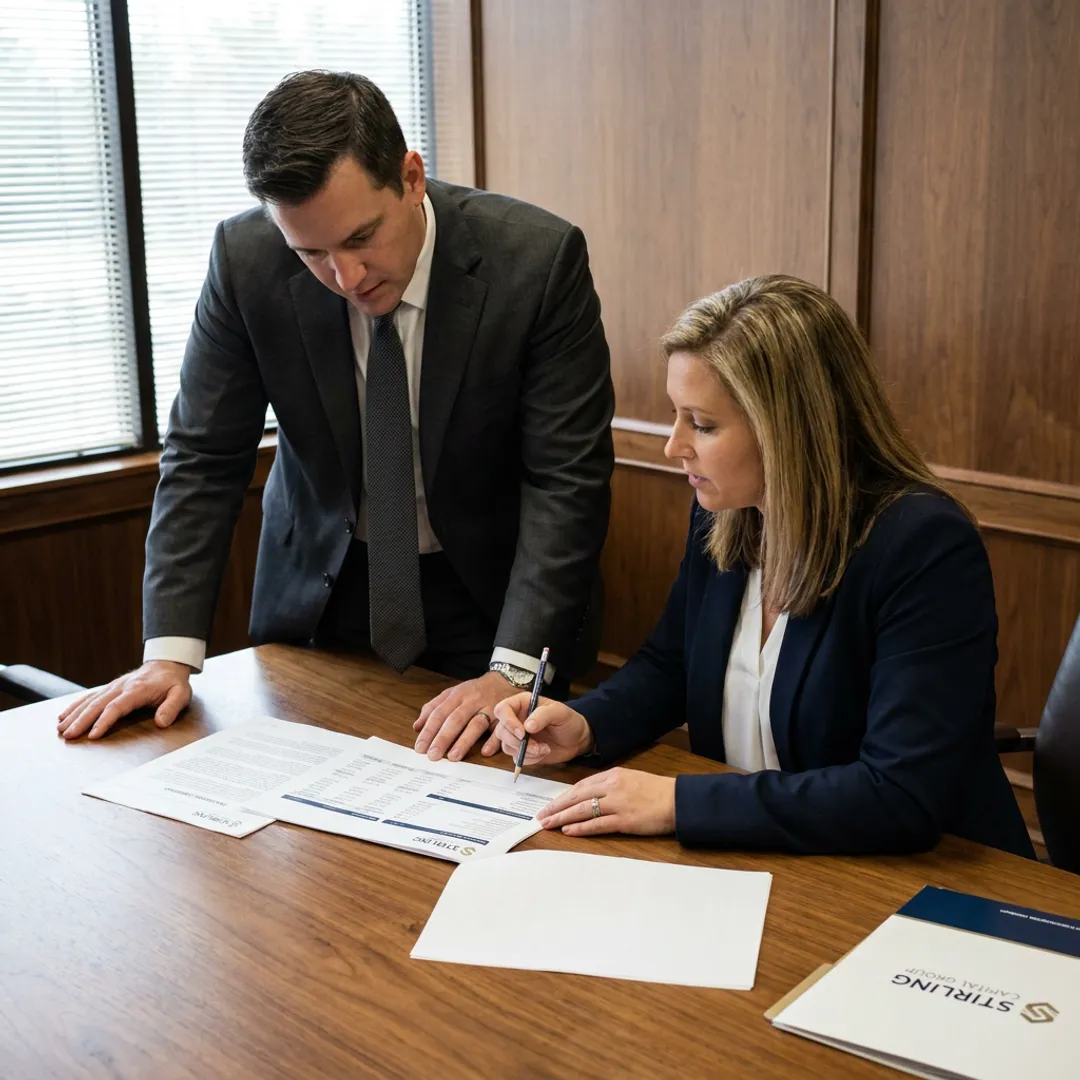 Business owner discussing loan and mortgage financing