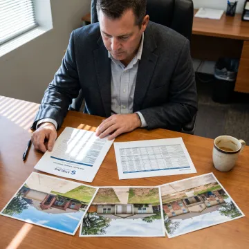 Investor reviewing rental property financing documents