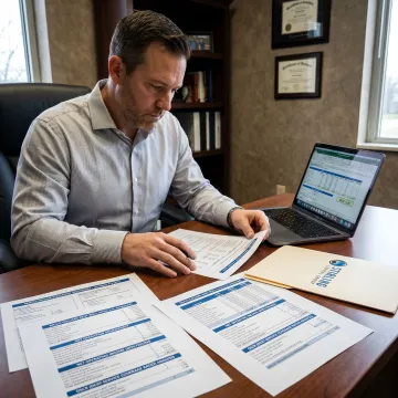 Advisor reviewing DSCR loan documents
