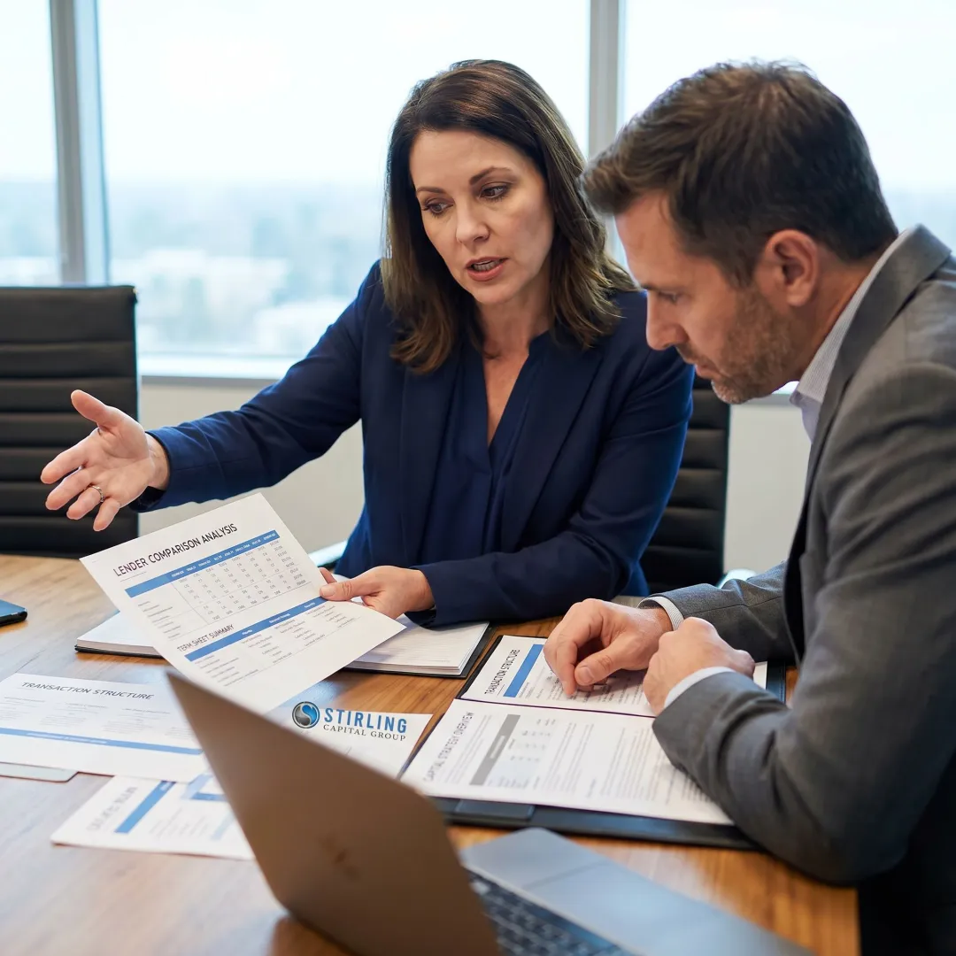 Capital advisor reviewing financing strategy