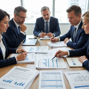 Commercial real estate advisory team reviewing transaction documents